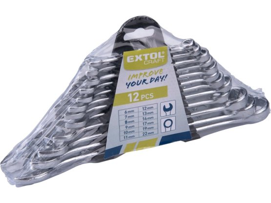 EXTOL CRAFT 6333B klíče očkoploché, sada 12ks, 6-7-8-9-10-11-12-13-14-17-19-22mm, W.S.