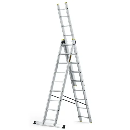 Žebřík třídílný 9 příček 3x9 150Kg DRABEST