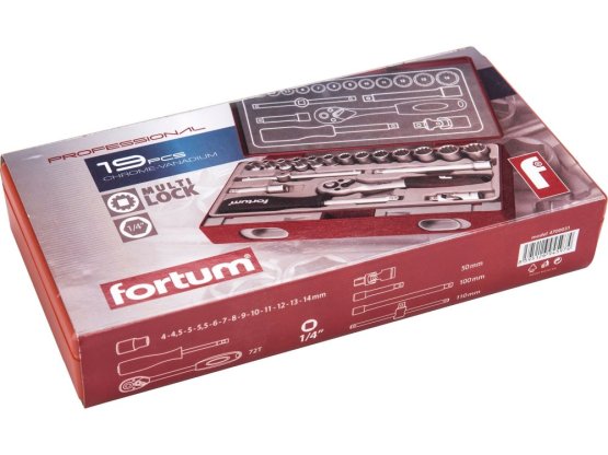 Fortum sada nástrčných klíčů Multi-lock 19ks, 14" 4700031