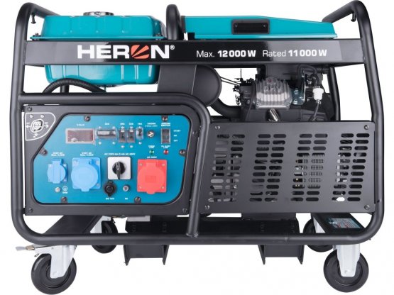 HERON elektrocentrála benzínová 23,5HP/12kW/15kVA (400V), 12kW (230V), podvozek 8896431