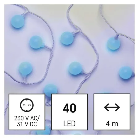 EMOS LED světelný cherry řetěz – kuličky 2,5 cm, 4 m, venkovní i vnitřní, modrá, časovač D5AB01