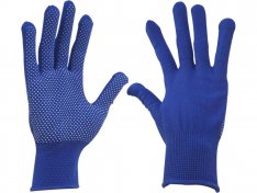 EXTOL CRAFT 99714 rukavice z polyesteru s PVC terčíky na dlani, velikost 9"