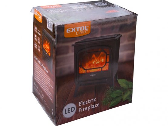 EXTOL LIGHT 43421 krb elektrický s plápolajícím ohněm LED a topením, 1800W