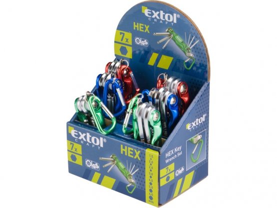 EXTOL CRAFT 66006 klíče imbus, sada 7ks, 1,5-2-2,5-3-4-5-6mm, mix barev: zelená, modrá, žlutá