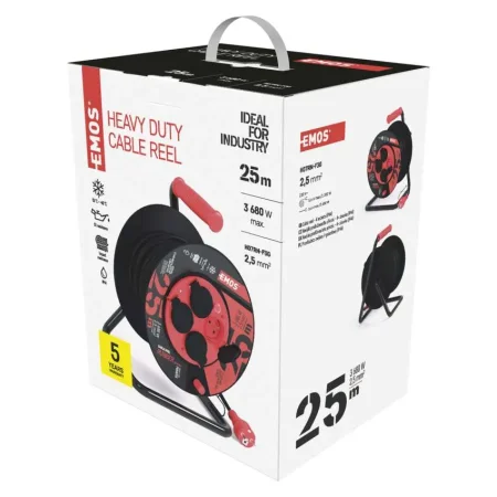 EMOS Prodlužovací gumový kabel na bubnu 25m / 4 zásuvky 230V KL29115 1908542500