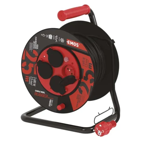 EMOS Prodlužovací gumový kabel na bubnu 25m / 4 zásuvky 230V KL29115 1908542500
