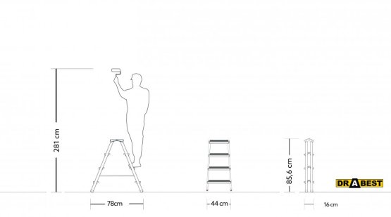 Schůdky hliníkové oboustranné 4 stupně 150Kg DRABEST