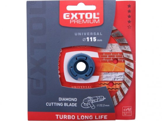 kotouč diamantový řezný turbo Long Life, 115x22,2mm, suché i mokré řezání, 108951 EXTOL PREMIUM