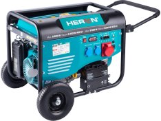 HERON elektrocentrála benzínová 15HP/6,8kW (400V), 5,5kW (230V), elektrický start, podvozek 8896420
