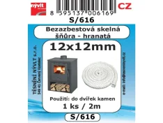 Šňůra skelná bezazbestová 12x12mm/2m hranatá S/616