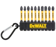 DEWALT sada torzních bitů 10ks 6xPZ2 + 2xPZ3 + 2xPH2 v gumovém pásku s karabinou DT7274
