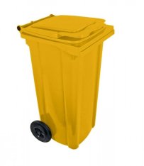 Popelnice plastová na odpad 120 L žlutá na kolečkách