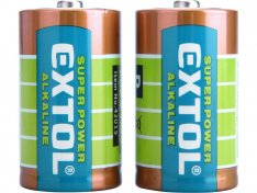EXTOL ENERGY baterie alkalické, 2ks, 1,5V D (LR20) 42015