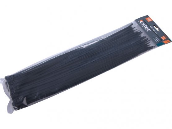 pásky na vodiče černé, 380x4,8mm, 100ks, 8856164 NYLON, EXTOL PREMIUM