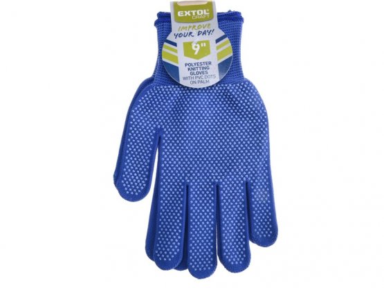 EXTOL CRAFT 99714 rukavice z polyesteru s PVC terčíky na dlani, velikost 9"