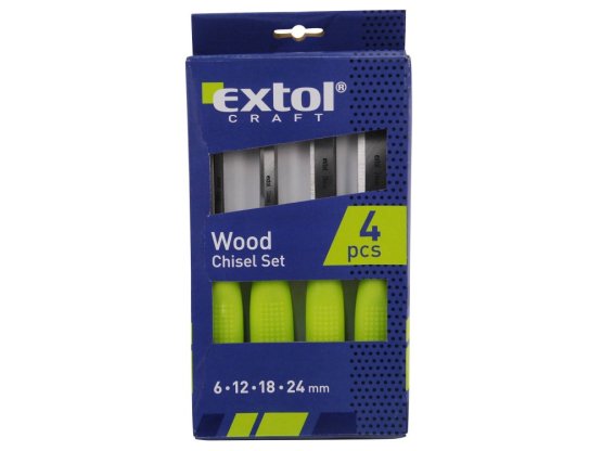 EXTOL CRAFT 3932 dláta, sada 4ks, 6-12-18-24mm, kvalitní plastová rukojeť