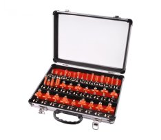 EXTOL PREMIUM frézy tvarové do dřeva s SK plátky, sada 35ks, stopka 8mm, 44040