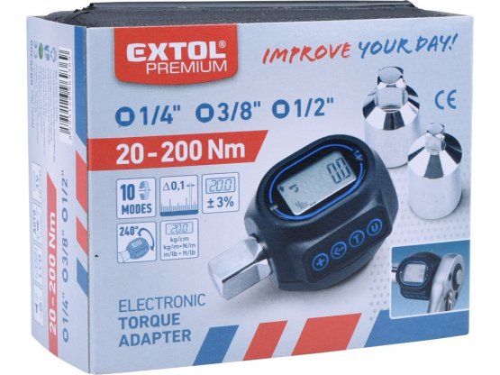 EXTOL adaptér momentový digitální, 1/2", 20-200Nm 8825300