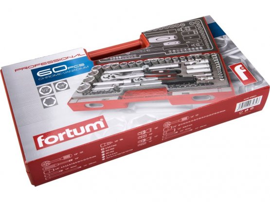 Extol Fortum sada nástrčných klíčů 60ks, 12" & 14", m, 250mm 4700011