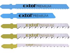 EXTOL PREMIUM 8805100 plátky do přímočaré pily-mix, sada 5ks, úchyt BOSCH, Bi-metal, HSS, HCS