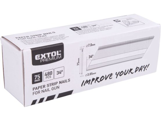 EXTOL PREMIUM hřebík nastřelovací, 480ks, 75mm, pr.3,05mm vroubkovaný 8862604