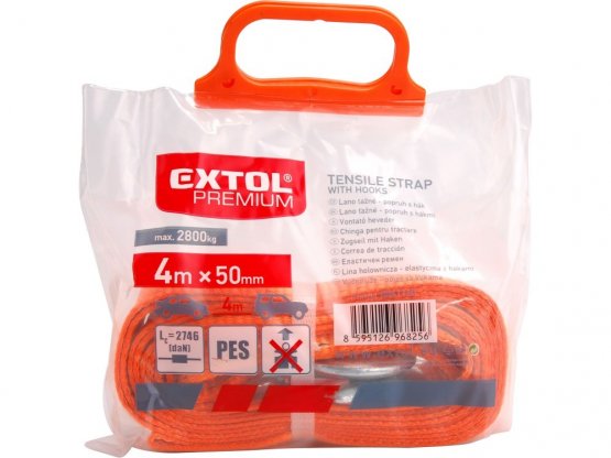 EXTOL PREMIUM lano tažné - popruh s háky, 4m x 50mm, max. tažnost - 2800kg 8861160