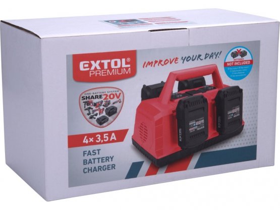 Extol nabíječka na 4 baterie SHARE20V 2+2 3,5A 8891895