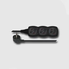 Emos kabel prodlužovací černý 3 zásuvky 3m KL871303