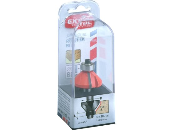 EXTOL PREMIUM fréza úhlová do dřeva, 45°xD30xH13, I3,5 , stopka 8mm 8802129