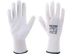 rukavice z polyesteru polomáčené v PU, bílé, 10", velikost 10", 8856632 EXTOL PREMIUM