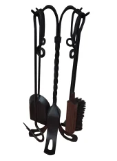 Souprava kovaného krbového nářadí 4-dílné ruční práce černý lak KL