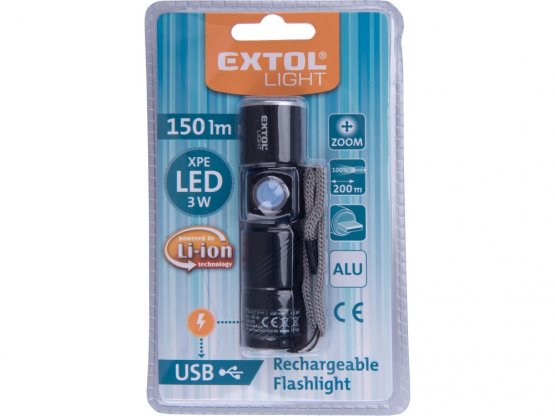 EXTOL LIGHT 43135 svítilna 150lm, nabíjecí, USB