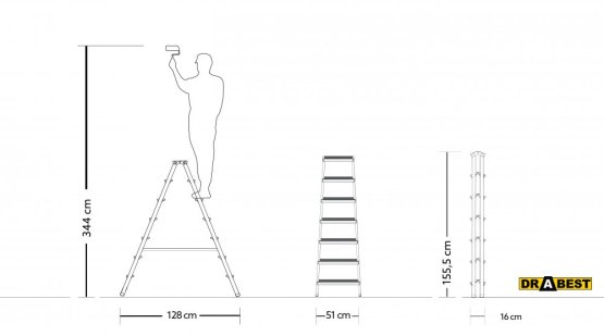 Schůdky hliníkové oboustranné 7 stupňů 150Kg DRABEST