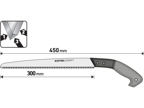 EXTOL CRAFT 70071 pilka na větve, 300mm, celková délka 470mm, trojbroušené tvrzené zuby
