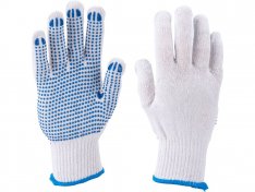 EXTOL CRAFT 99708 rukavice bavlněné s PVC terčíky na dlani, velikost 10"