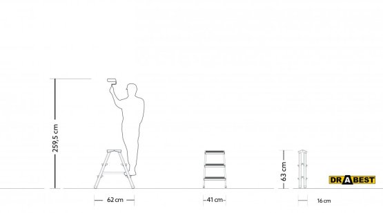 Schůdky hliníkové oboustranné 3 stupně 150Kg DRABEST