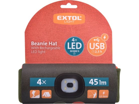 EXTOL LIGHT čepice s čelovkou oranžová/khaki zelená oboustranná 43460