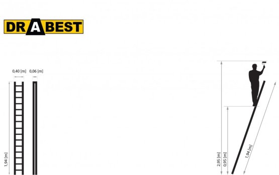 Žebřík jednodílný 7 příček 1x7 150Kg DRABEST