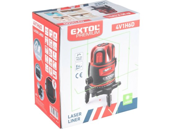 EXTOL PREMIUM Laser zelený liniový křížový samonivelační 8823312