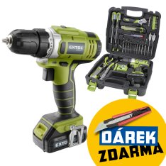 EXTOL CRAFT Vrtací šroubovák aku BRUSHLESS 12V Li-ion s nářadím sada 46ks 422801
