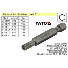 YATO Bit 6,0 1/4" 50mm YT-7874