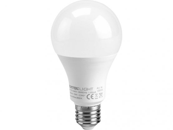 žárovka LED klasická, 15W, 1350lm, E27, teplá bílá, EXTOL LIGHT