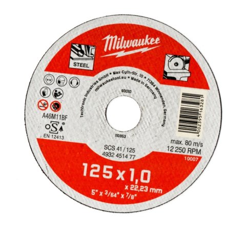 MILWAUKEE kotouč řezný na kov 125x1,0mm SCS41 4932451477