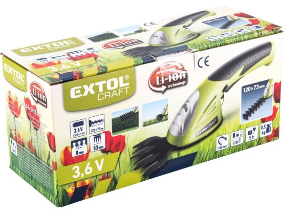 EXTOL CRAFT nůžky na trávu a živé ploty aku 3,6V, 1300mAh 415120