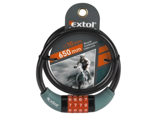 EXTOL zámek na kolo - lanko 10x650mm kódové zamykání 8857822