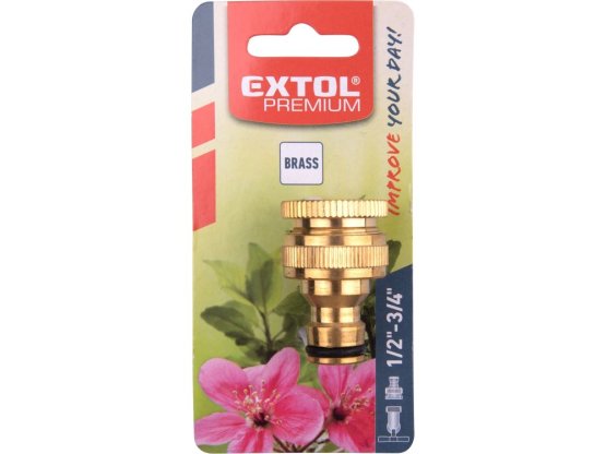 konektor na kohoutek, 1/2"-3/4", MOSAZ, EXTOL PREMIUM 8876021