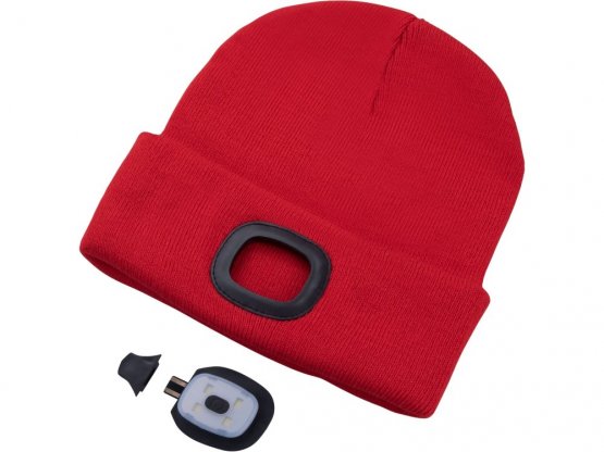 EXTOL LIGHT čepice s čelovkou 45lm, nabíjecí, USB, 43198, červená, univerzální velikost