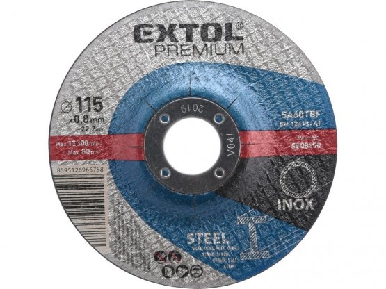 EXTOL PREMIUM kotouč řezný na ocel/nerez, 115x0,8x22,2mm 8808150