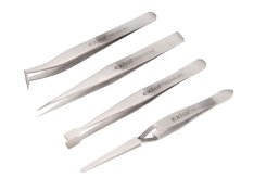 pinzety nerez, sada 4ks, jehlová (126mm), plochá (118mm), 8859100
