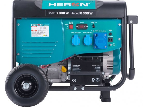 HERON elektrocentrála benzínová 7,0kW/15HP, pro svařování, elektrický start, podvozek 8896421